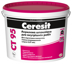 Акриловая шпаклевка для внутренних работ Ceresit CT 95 с зерном 0,07 мм