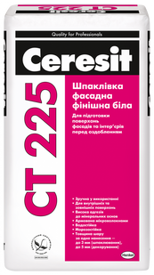 Біла фінішна фасадна шпаклівка Ceresit СТ 225